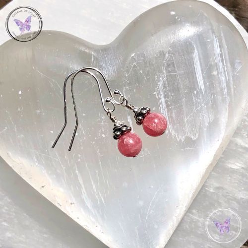 Rhodochrosite Silver Earrings